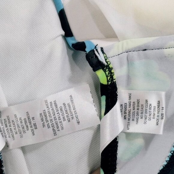 OCEAN DREAM COLLECTION Women's Nylon 2 Piece Blue Green Built-In Bra Size 14 - Picture 8 of 10